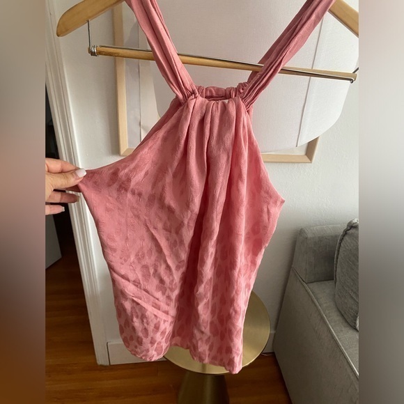 Zara Pink Silky Jacquard Peasent 90’s Y2K Decote Halter Top Size M - Picture 1 of 5
